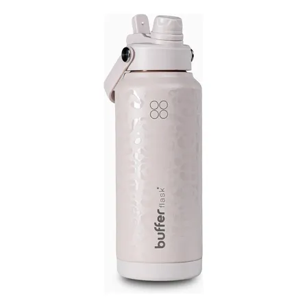 Termo Botella Agua Termica Acero Inoxidable Buffer Flask 1LT Tapa 2 en 1 - Pinky Leopard