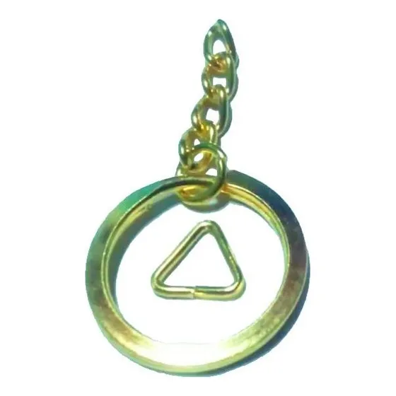 Aro Llavero Plano 2.5cm Cadena Triangulo Dorado Herraje X25