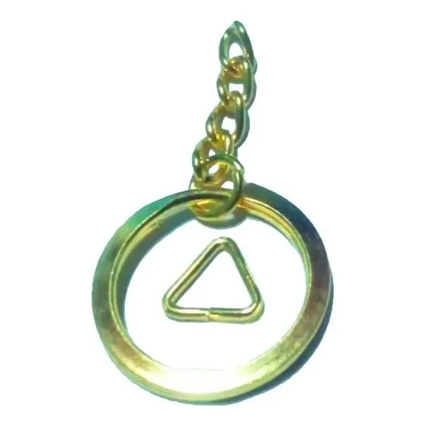 Aro Llavero Plano 2.5cm Cadena Triangulo Dorado Herraje X25