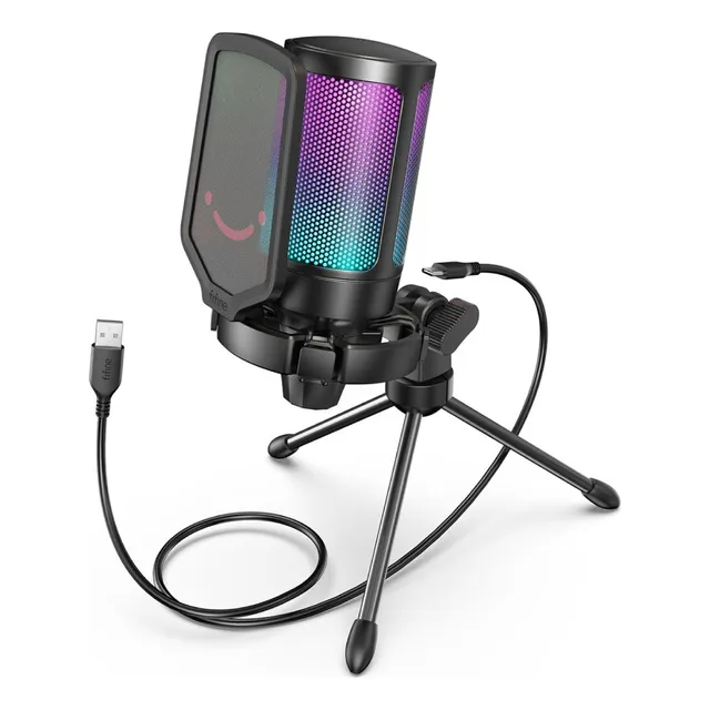 Micrófono Fifine AmpliGame A6V Condensador Cardioide color negro