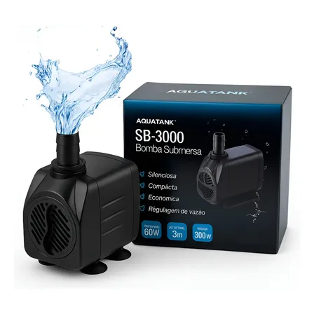 Bomba Submersa Aquatank 3000lh Aquario Lago Tanque Agua 3m