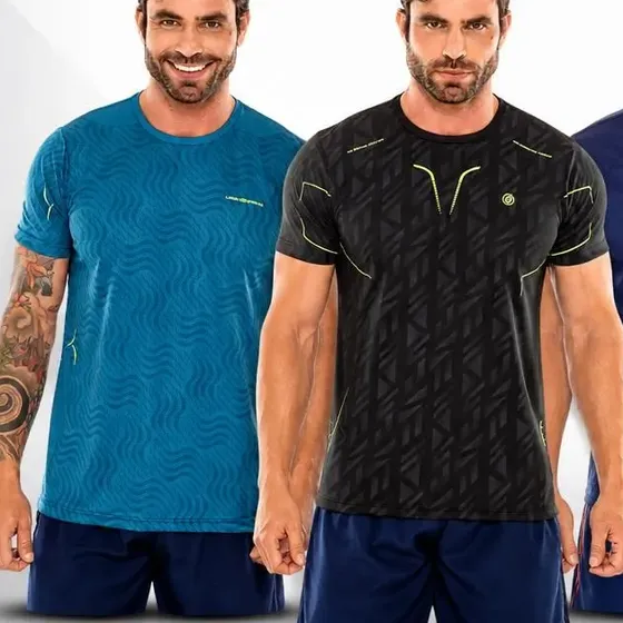 Kit 3 Camisetas Dry Fit Masculina Estampada Academia Treino