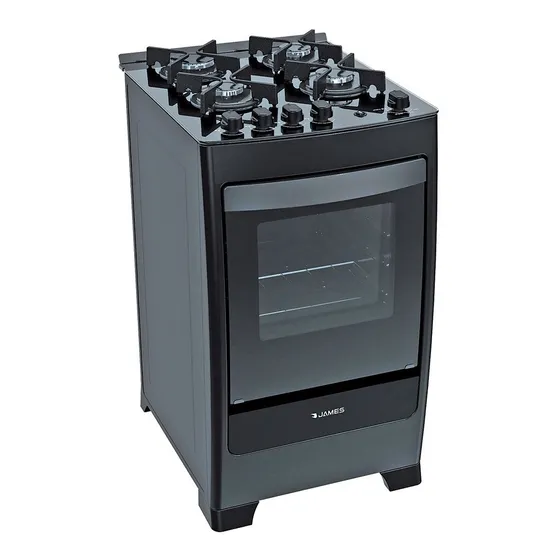 Cocina Gas James C700 N Mesada Vidrio Negro Elegancia 