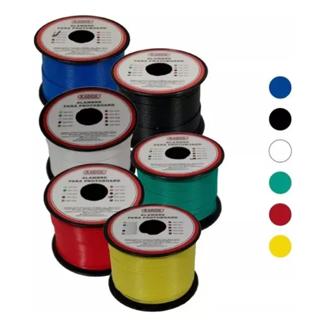 100 Metros Alambre Estañado Calibre 26 Para Protoboard Color