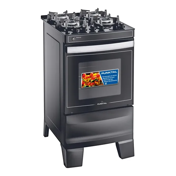 Cocinas A Gas Agile Glas Punktal Pk-gl4b Vidrio Negro