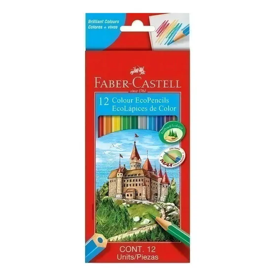 Lápiz De Madera Ecolápiz 12 Colores + 6 Grafi Faber Castell Trazo