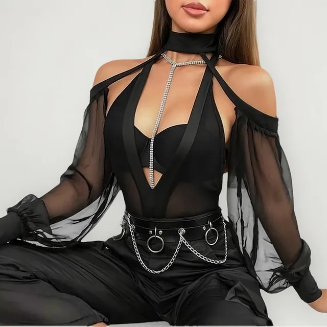 Body Gótico Sexy  Con Hombros Descubiertos