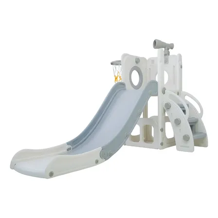 Playground Infantil Freso Baby Mini Mundo 4x1 Branco e Cinza Com Escorregador