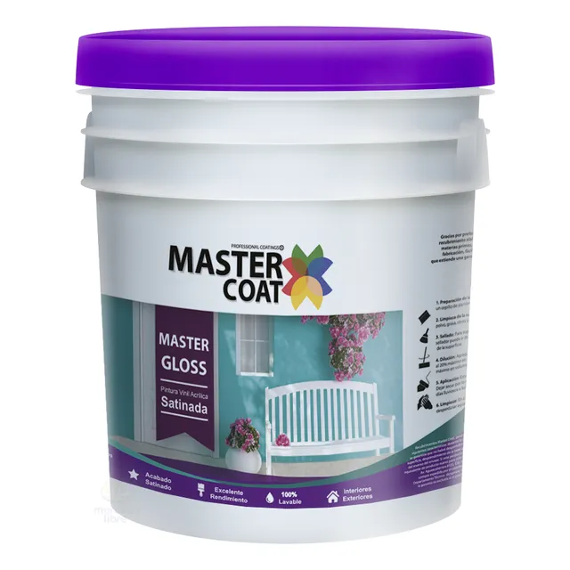 Cubeta De Pintura Vinílica Satinada Gloss 19 Lts Colores