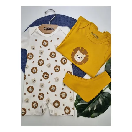 Kit Macacão Menino Suedine Leão
