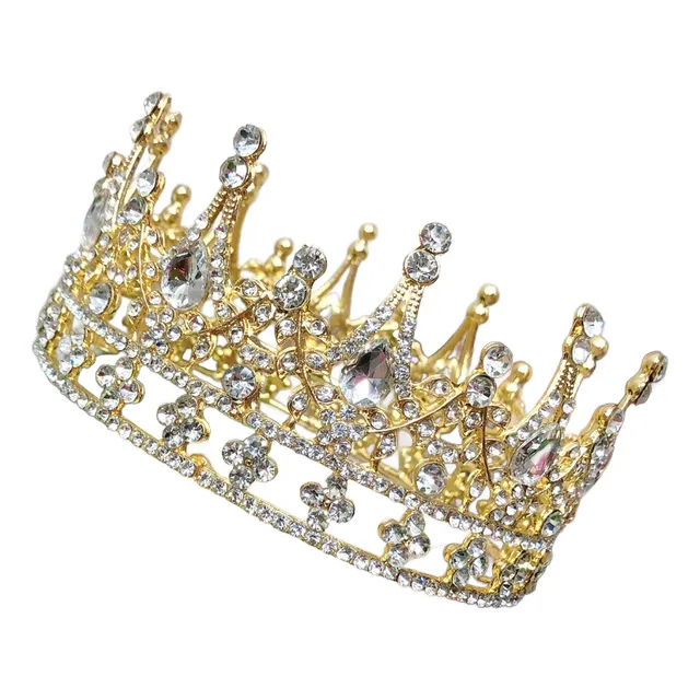 Corona Redonda Nupcial Lujo Diamantes Novias Reina Princesa