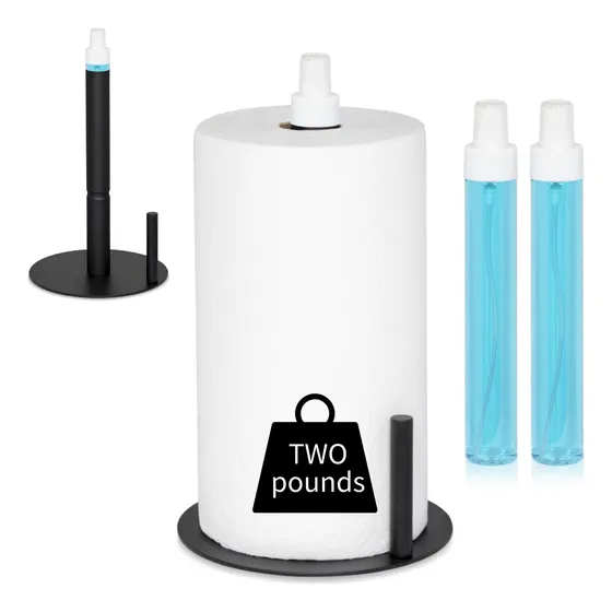 Soporte Para Toalla Papel 2 1 Centro Botella Spray Negro