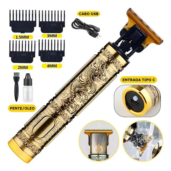 Kit 10 Maquina De Cortar Cabelo Profissional Barba Atacado Cor Dourado Bivolt