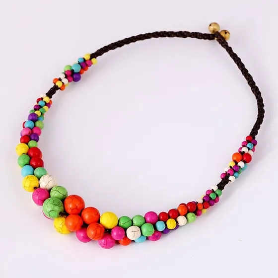Collar Artesanal Macrame Con Piedras Naturales .- Demialma 