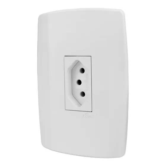 Conjunto 1 Tomada  10a 250v + Espelho - Linha Vertical Slim