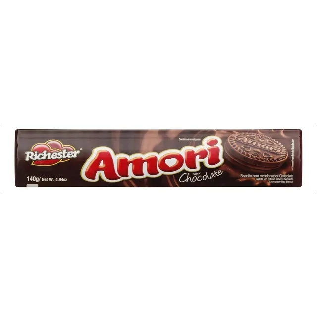 Biscoito Recheio Chocolate Richester Amori Pacote 140g
