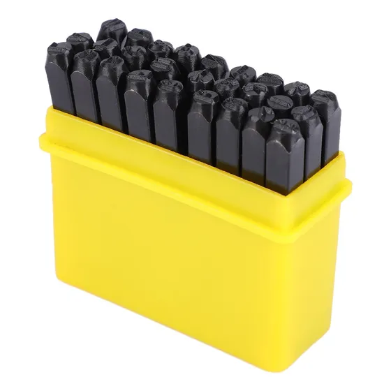 Juego De 36 Sacabocados De Acero Al Carbono Con Números Y Le