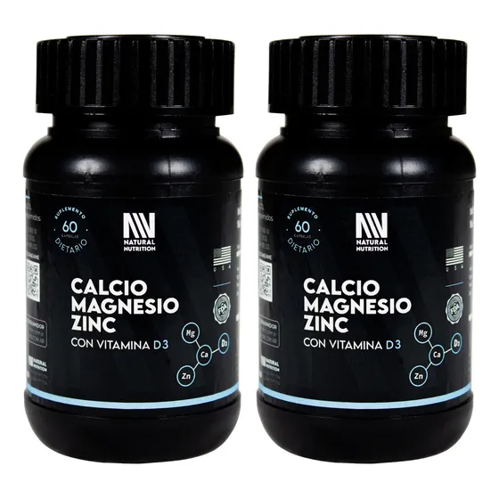Natural Nutrition X2 Calcio Magnesio Zinc D3 Suplemento 6c Sabor Ca Mg Zn D3