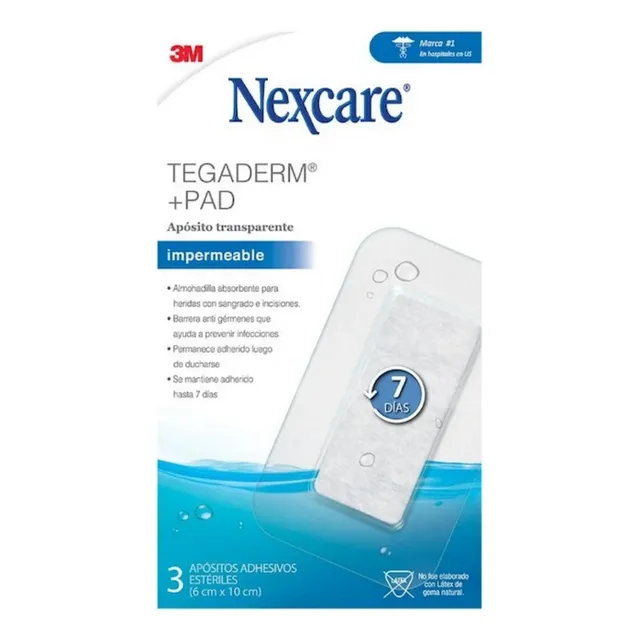 Nexcare Tegaderm + Pad Adhesivos Trans Imp 7 Dias 6x10cm 3 U