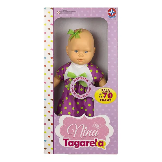 Boneca Nina Tagarela- Fala 70 Frases-roupa Pink Estrela