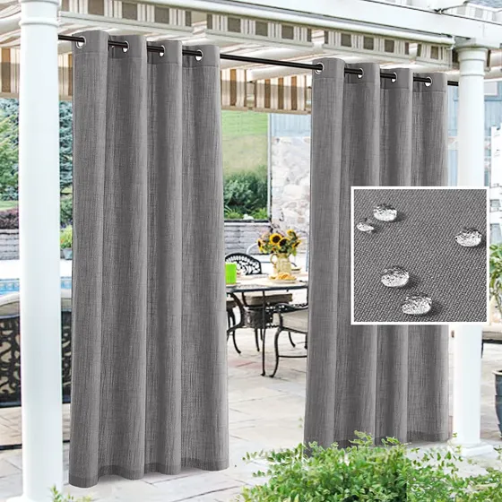 Cortina Impermeable Aspecto Lino Para Exteriores 84 Pulgadas