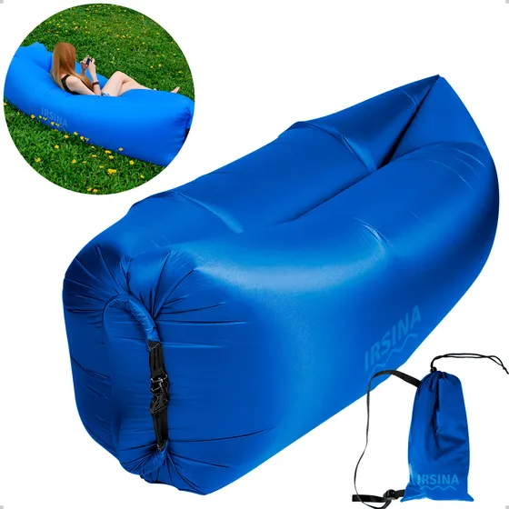 Sofá De Ar Puff Poltrona Inflável Impermeável Espreguiçadeira Portátil Saco De Dormir Show Praia Viagem Piscina Evento Camping Cor Azul Irsina