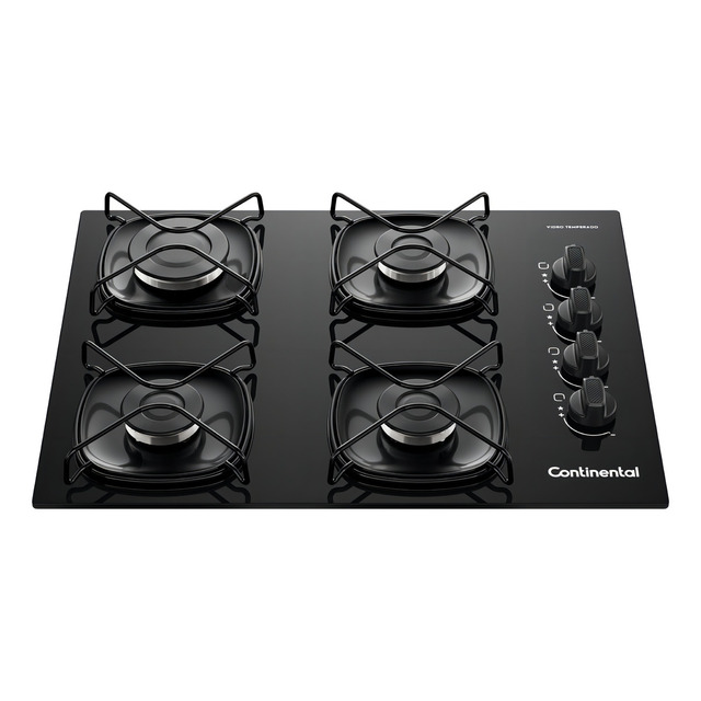 Cooktop Continental 4 Bocas Preto Com Mesa De Vidro (kc4gr) Preto Cooktop Continental 4 Bocas Preto Com Mesa De Vidro (kc4gr) Preto
