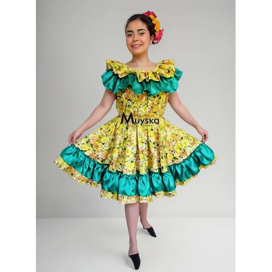 Traje Típico Joropo Dos Piezas Tallas 10-12 Niña