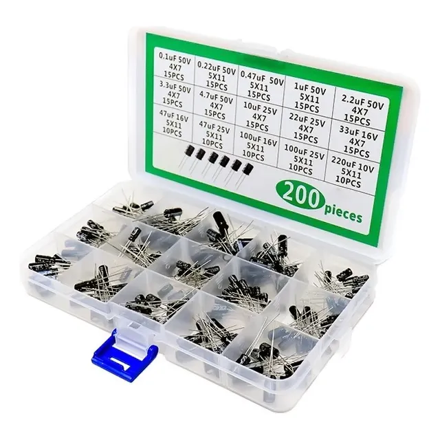 Mgsystem Juego De 200 Capacitores Electrolíticos Proyectos