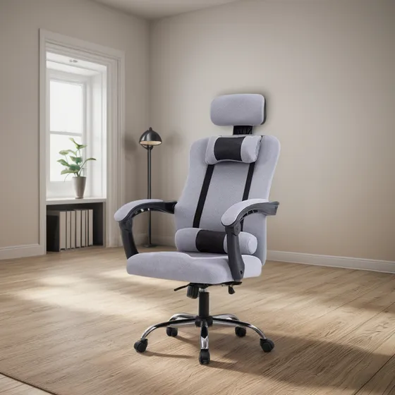 Silla de escritorio Lumax Wynn sin apoyapiés ZGS-956-SA gamer ergonómica gris con tapizado de poliéster