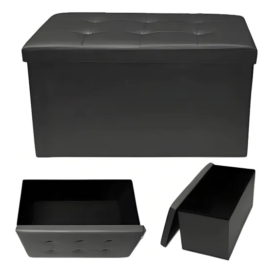 Puff Baul Organizador Grande Negro