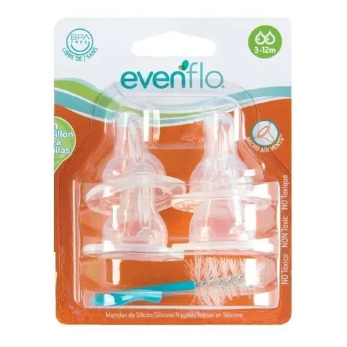 Mamilas Evenflo Para Biberon Cuello Angosto 4 Pzas Anatomico