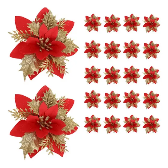 A Enfeites De Natal Para Mesa Decoracao 30 Flor Artificial