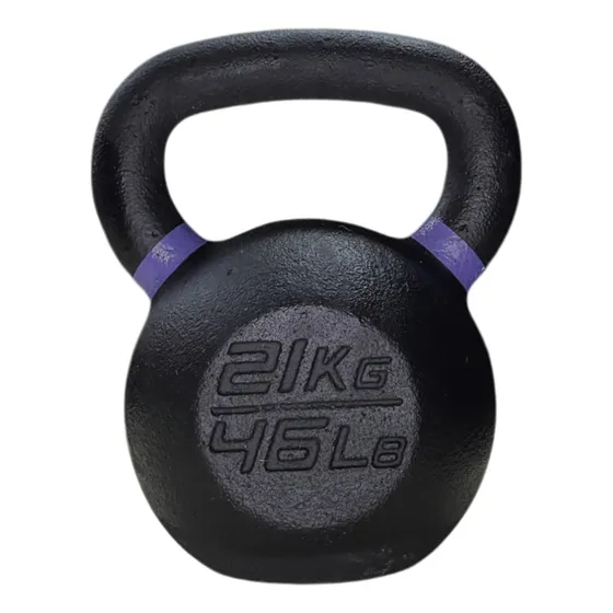 Pesa Rusa Fundicion Kettelebell Funcional 21 Kg Color Negro Y Violeta
