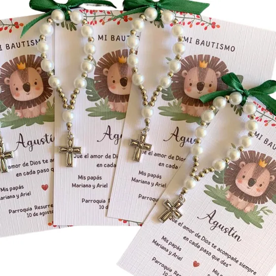 10 Tarjetas Estampitas De Bautismo Nene + 10 Denarios