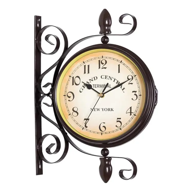 Reloj Vintage Doble Colgante De Hierro De Pared A Pilas