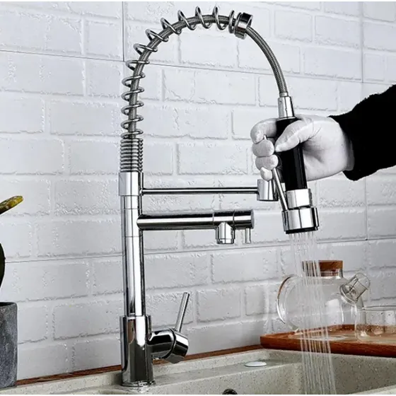 Fregador Extensible Grifo Cocina Doble Caño Frio Calor Nuevo