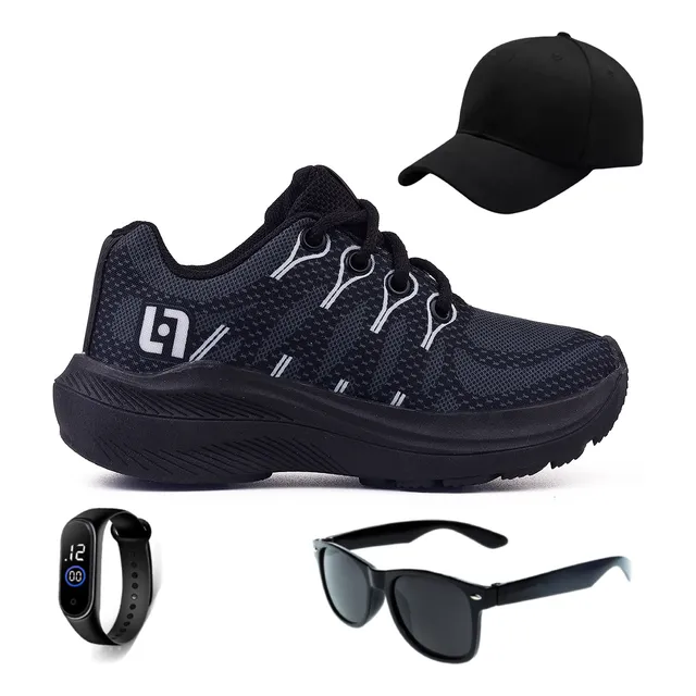 Kit Tênis Infantil Light Meninos + Boné + Óculos E Relógio