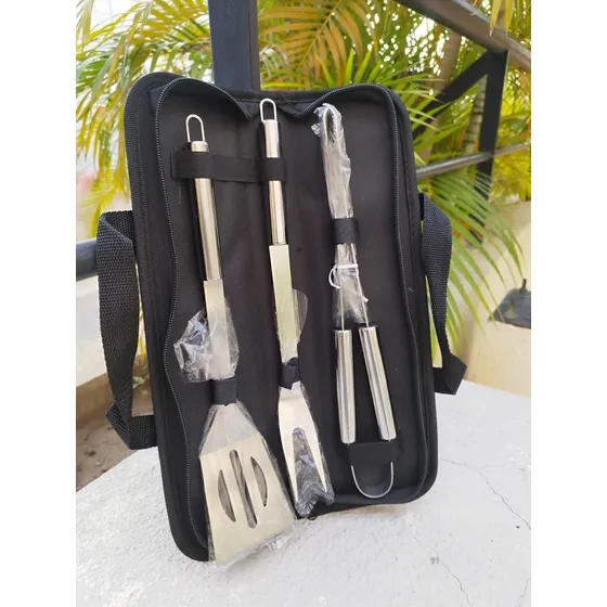 Juego Set Kit Parrillero Tenedor Pinza Espatula