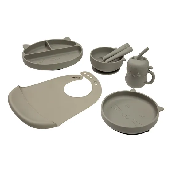 Set de Alimentación de Silicona Carestino Gatito Cemento