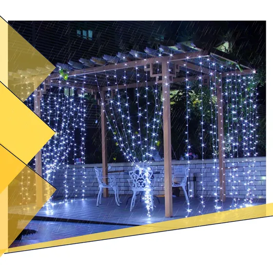 Cortina 300 Leds 3x2 Metros Decoração Festas Casamentos Cor Das Luzes Branco Frio 127v