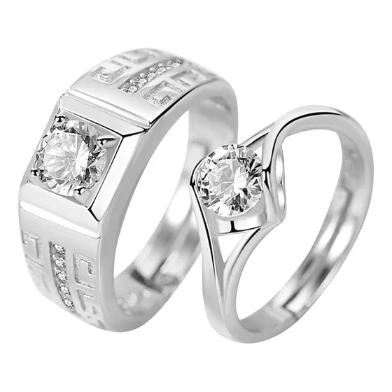 Anillos Pareja Mujer Hombre Elegantes Compromiso Moderno