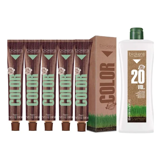 Combo 5 Coloração Orgânica Biokera 70ml + Oxidante 1l Salerm