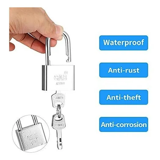 2 Candado Acero Inoxidable 6 Llave 1.575 in Ancho Agua
