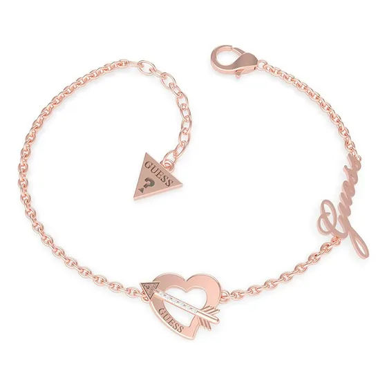 Pulsera Guess Across My Heart Talla L Color Oro Rosa Boleta Diámetro 6.3 Cm Largo 22 Cm