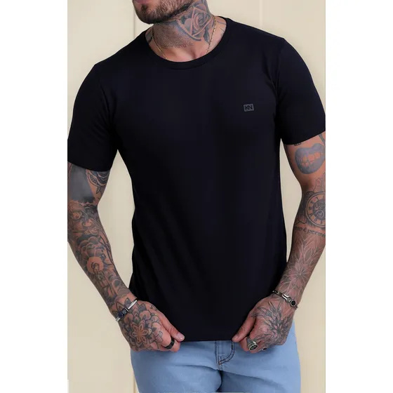 Camiseta Básica Masculina Slim Fit Algodão Lisa Várias Cores