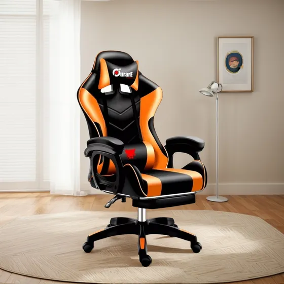Increible Silla Gamer Con Masajeador Y Posabrazos Naranja