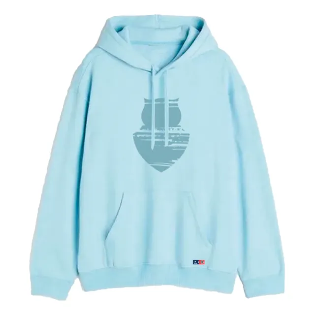 Polerón U De Chile Gris Con Cuello  U  Celeste Chuncho
