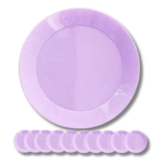 Platos Plastico Duro Stendy 17cm Cumpleaños Postre Fiesta Descartable Color Lila Pastel Perlado Pack X10 Unidades