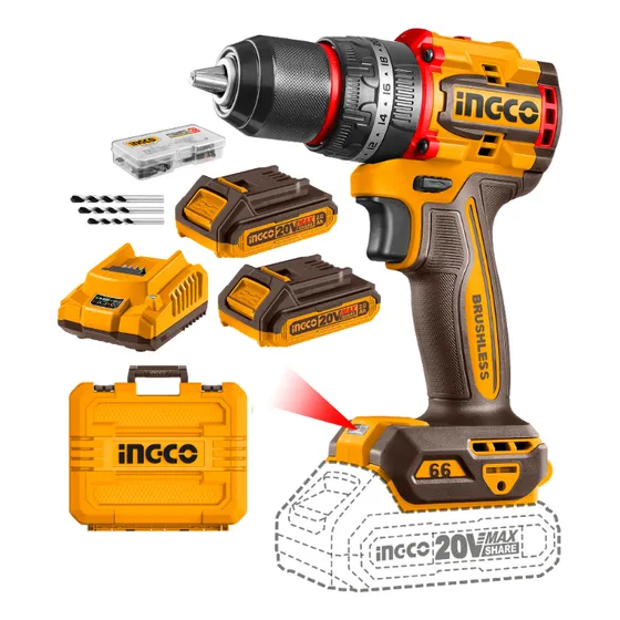 Taladro Atornillador Percutor De Impacto Inalámbrico 66nm 13mm + 2 Baterías 2ah + Cargador Rápido